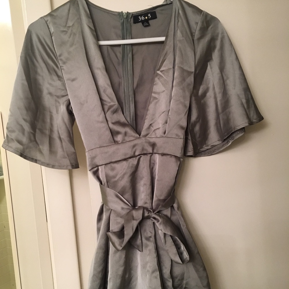 Olive green silky satin romper